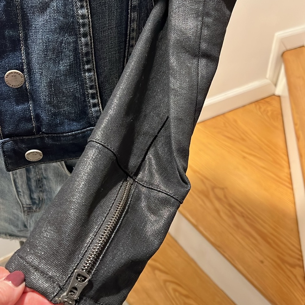 PAIGE JEAN JACKET w/COATED SLEEVES - Picture 3 of 8